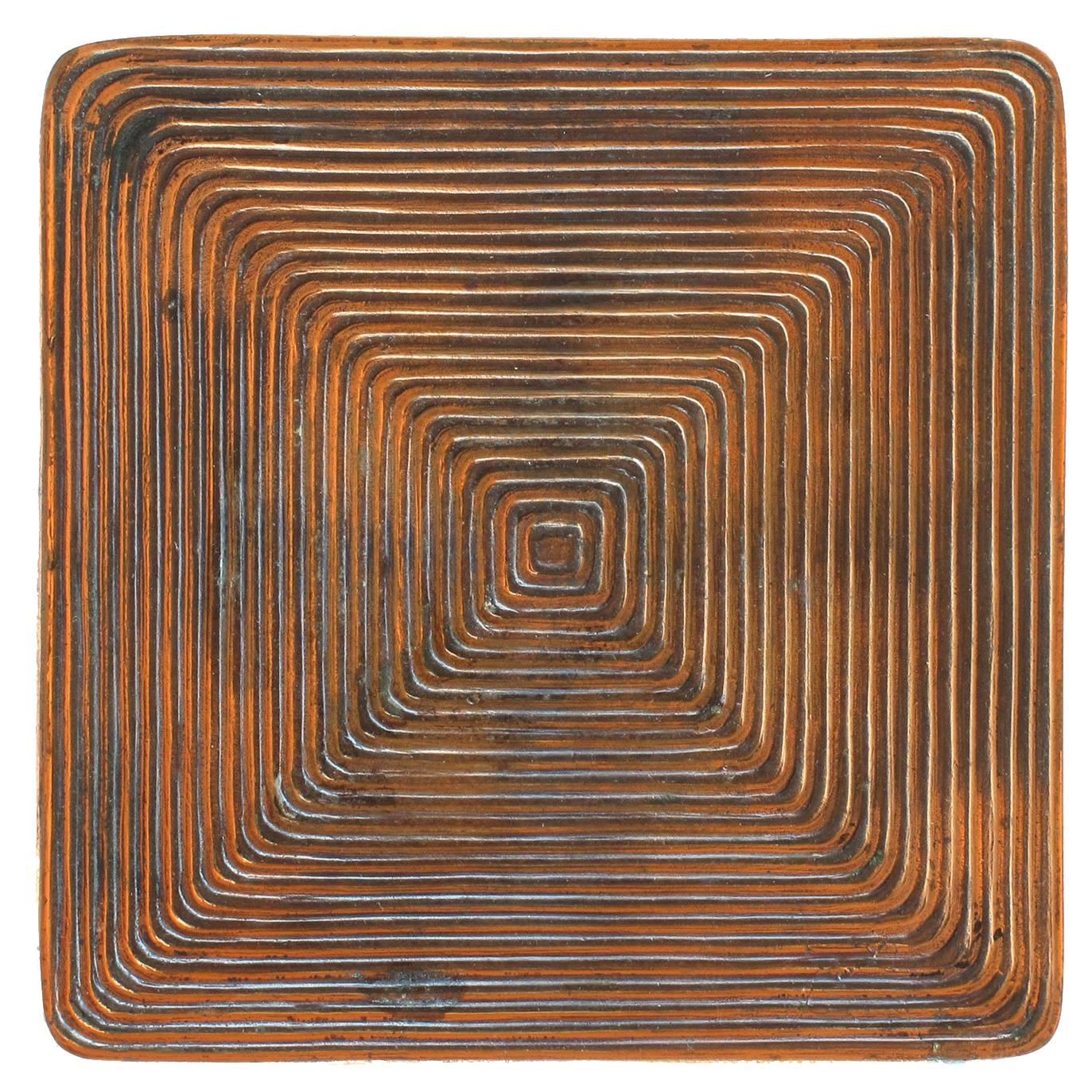Ben Seibel Square Shaped Copper Tray with Concentric Squares Design Jenfred Ware For Sale