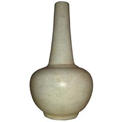 Ceramic Vase with White Glaze and Long Neck