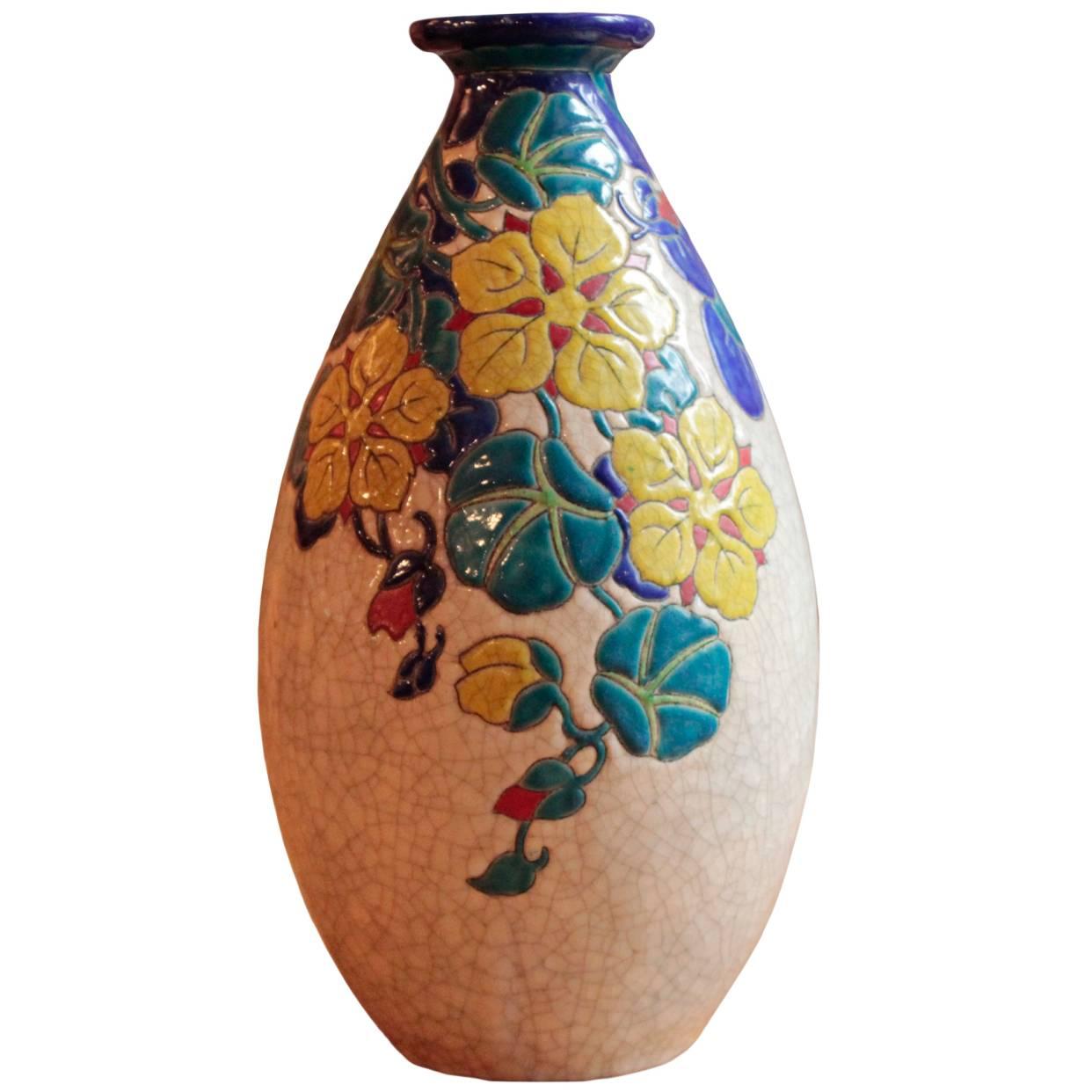 Belgian Art Deco Period Vase by Boch Freres Keramis For Sale