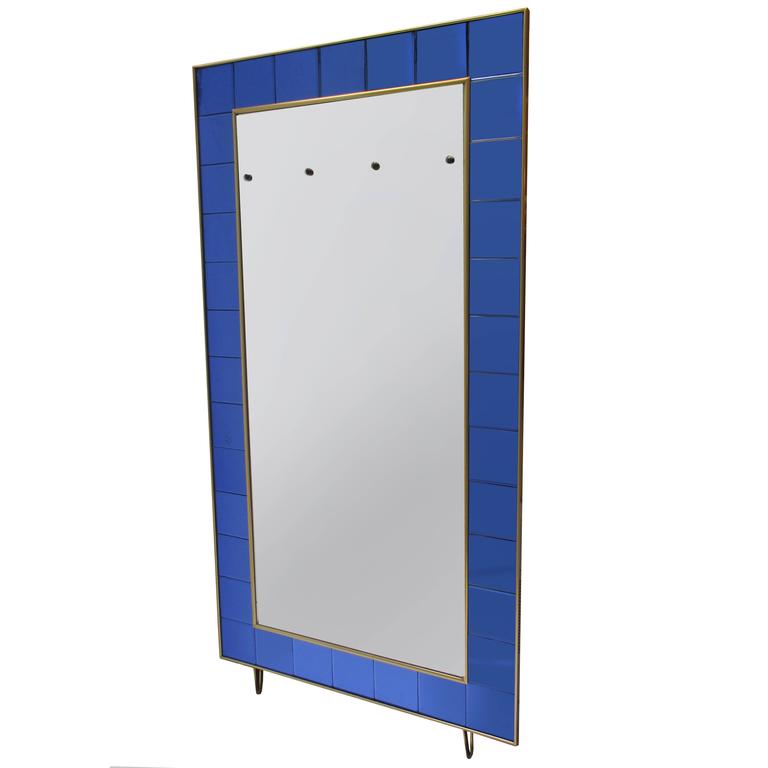 Italian Mid-Century Floor Standing Mirror For Sale