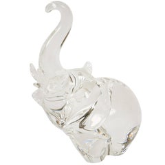 Vintage Trumpeting Elephant by James Houston for Steuben Glass