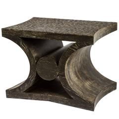 Handsome Ebonized and Cerused Oak "X" Stool or Side Table