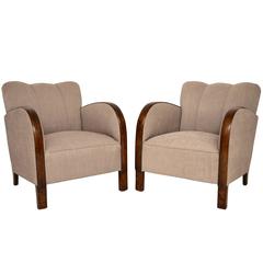 Pair of Art Deco Swedish Satin Birch Armchairs