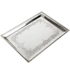 Vintage English Silver Plated Square Footed Tray