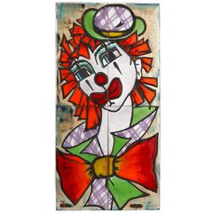 Clown Tile Signed La Grange for Vallauris, Made in France
