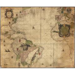 Extremely Rare 1695 Hand-Colored Map on Vellum