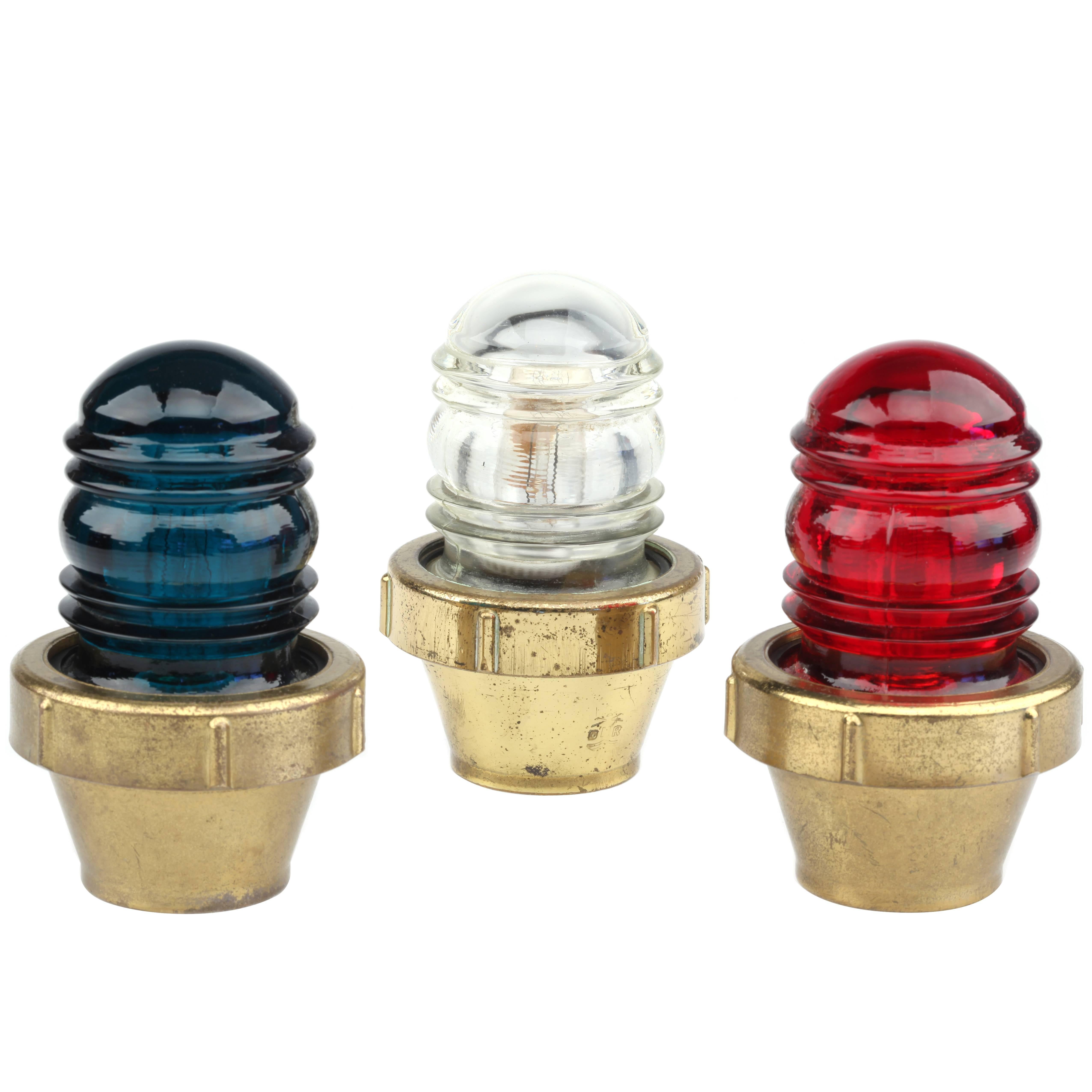 Boat Marine Navigation Glass Side Lights Nautical Brass DHR Den Haan Rotterdam For Sale