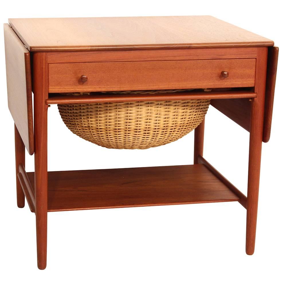 Hans Wegner Sewing Table in Solid Teak For Sale