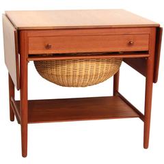 Retro Hans Wegner Sewing Table in Solid Teak