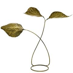 Tommaso Barbi Large Rhubarb Leaves Brass Floor Lamp