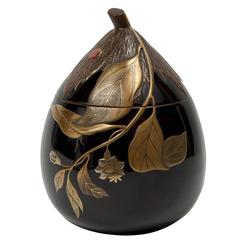 Meiji Japanese Lacquered Incense Burner Kaki Shape ‘Koro’