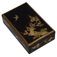 Antique Meiji Japanese Black and Gold Lacquered Suzuribako 'Writing Box'