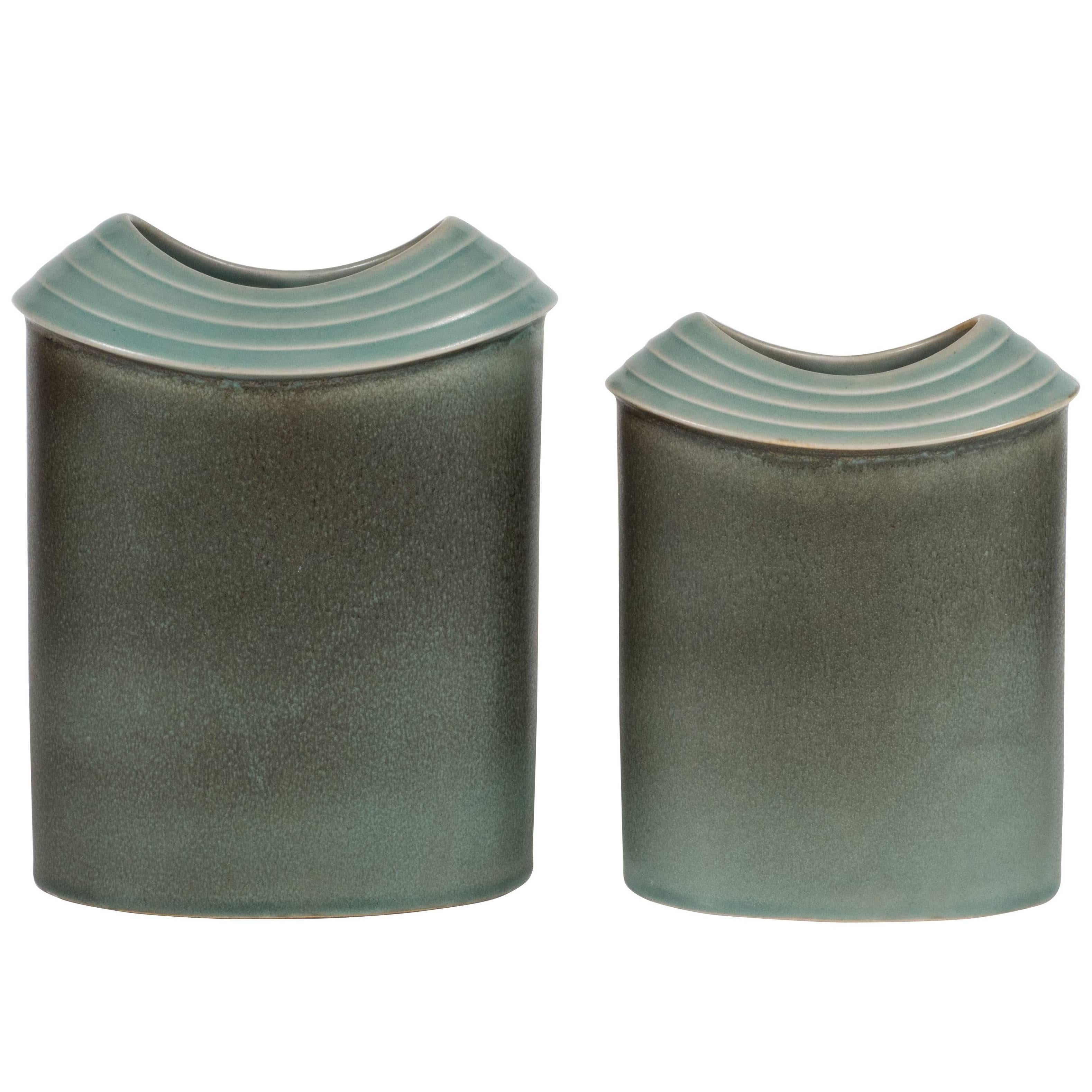 Pair of Mid-Century Modernist Hand Glazed Ceramic Vases by Rosenthal