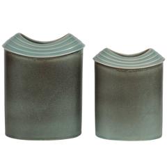 Pair of Mid-Century Modernist Hand Glazed Ceramic Vases by Rosenthal 6
