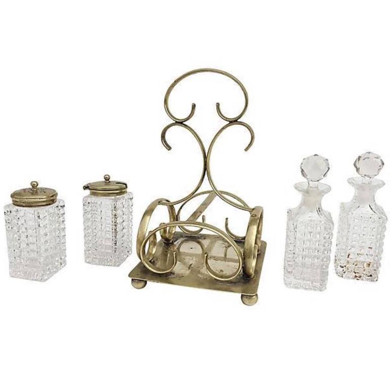 19th Century Cruet Glass Condiment Caddy at 1stDibs