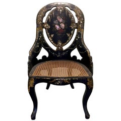 1880s Victorian Papier Mâché Petite Slipper Chair