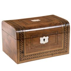 Decorative Walnut Box with Inlaid and Etched Designs