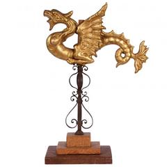 Antique Gilt Metal Sculpture of a Dragon as a Decorative Weathervane