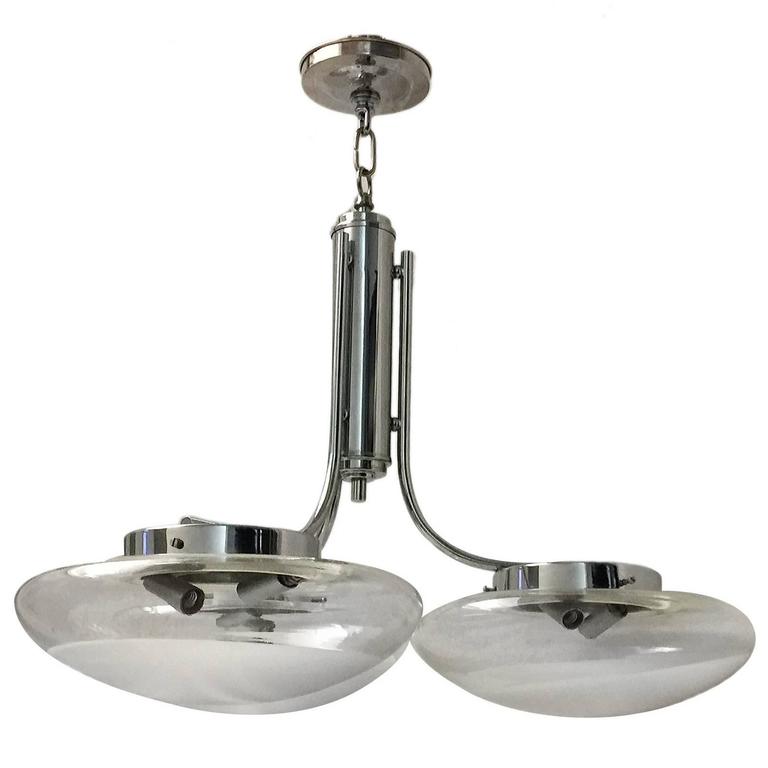 Moderne Chrome Fixture with Glass Insets For Sale at 1stdibs