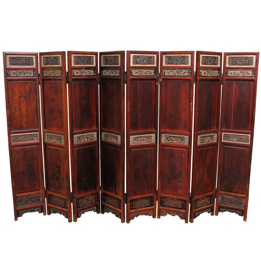 Antique Chinese EightPanel Screen For Sale at 1stDibs