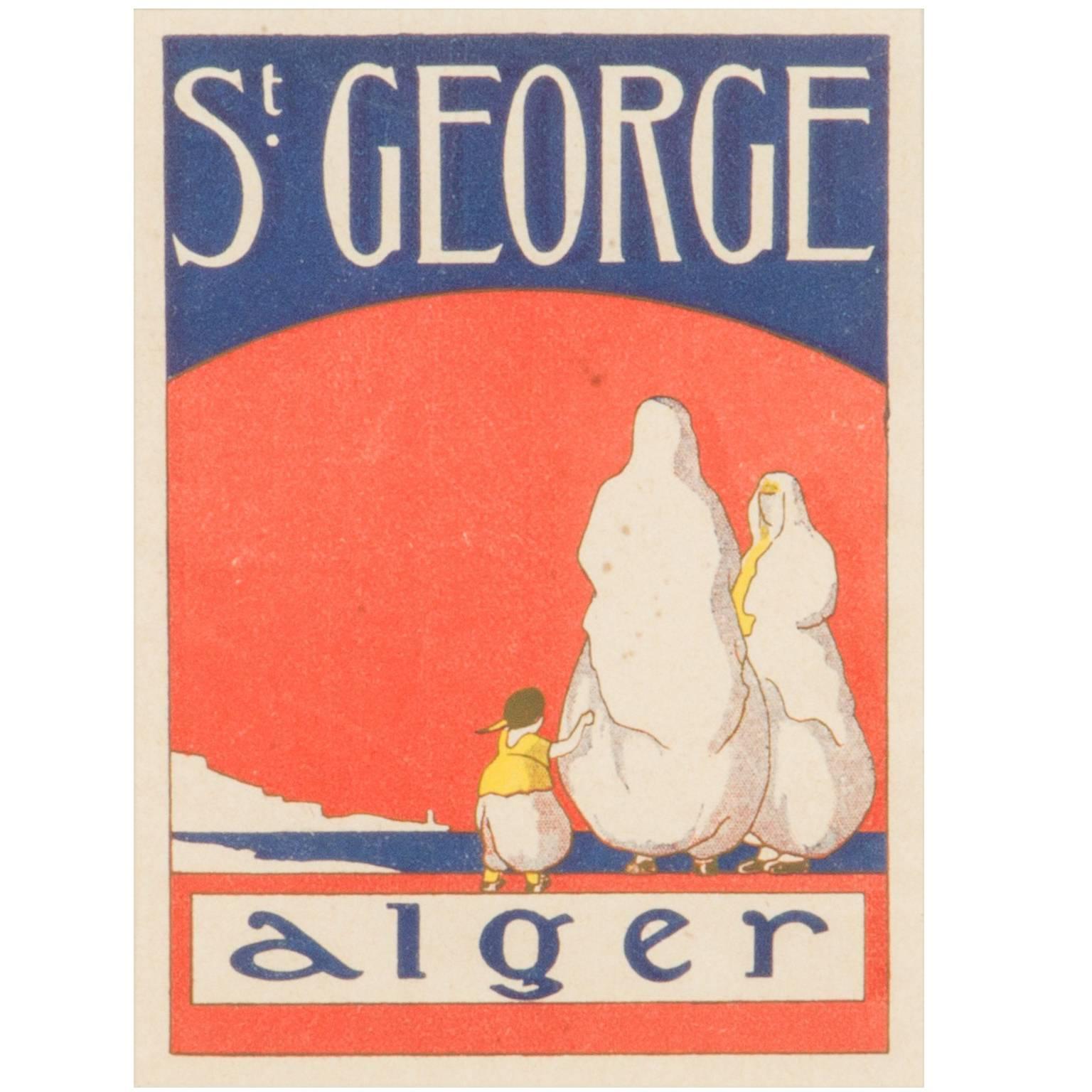 Graphic Art Deco Framed Travel Poster "Alger" For Sale