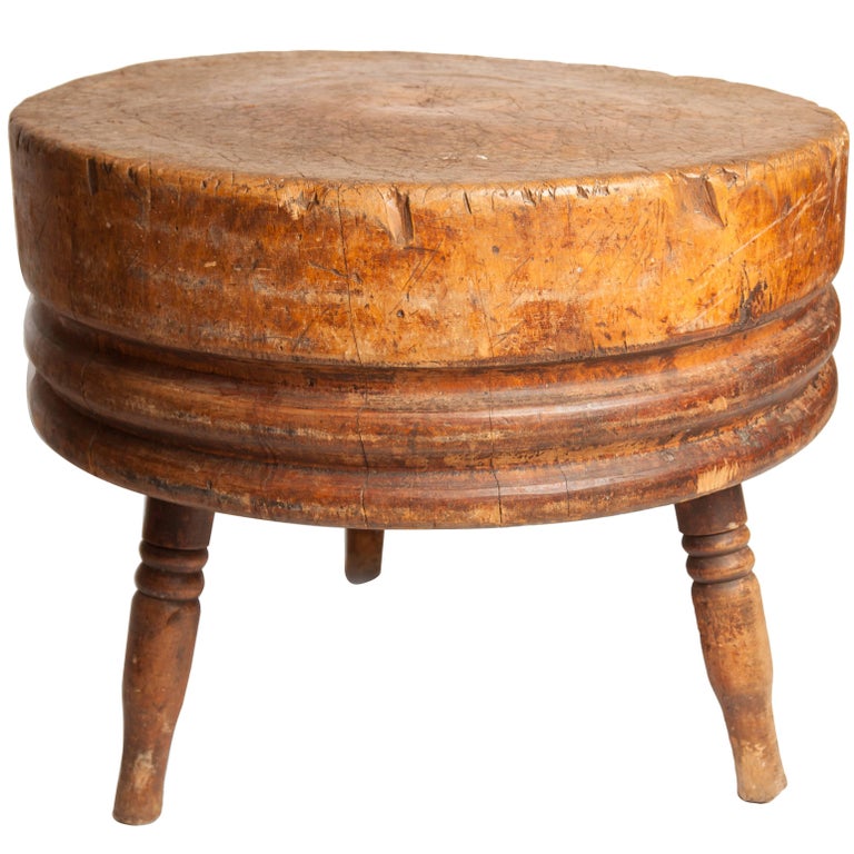 Antique Round Butcher's Block at 1stDibs