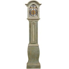 Antique 19th Century Swedish Clock with Elegant Bonnet Shaped Crest and Straight Body