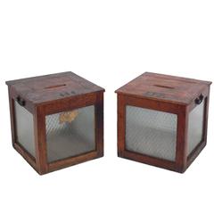 Antique Pair of Early 20th Century Ballot Box End Tables