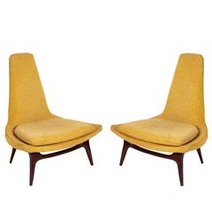 Pair of Sculptural Mid-Century Modern Lounge Chairs by Karpen