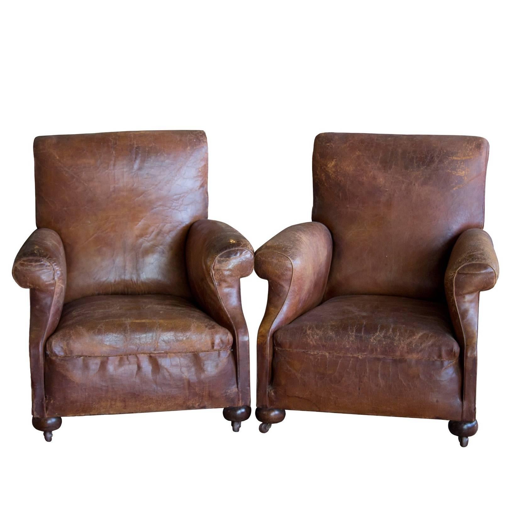 Pair of English Vintage Leather Chairs