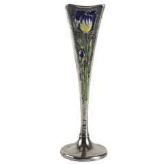 Antique Sterling Silver Bud Vase with Enameled Tulips by Gorham Mfg. Co, 1897