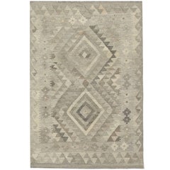 Grey Kilim Rugs Traditional Rugs, Geometric Oriental Rugs, Handmade Carpet 