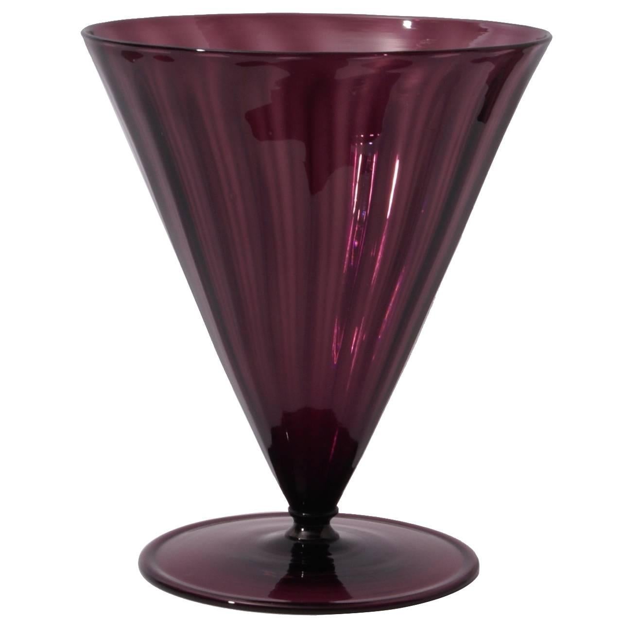 Large Art Deco Soffiati Venini Murano Glass Vase Design by Martinuzzi For Sale