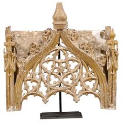 Antique Italian 18th Century Gilded Wood Fragment on Stand with Intricate Carvings