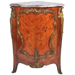 Used 19th Century, French, Kingwood Marquetry Corner Cabinet