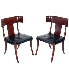 Pair of Curvaceous Walnut Klismos Chairs