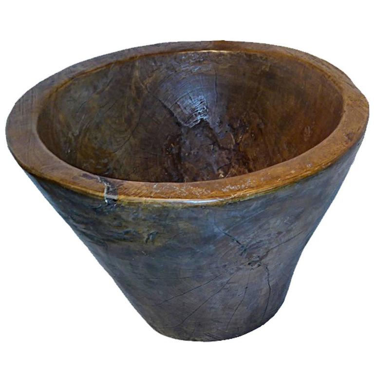 Large Carved Teak Wood Bowl For Sale at 1stdibs