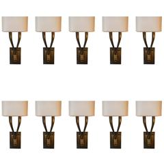 Set of 10Two-Arm Brushed Brass Sconces 9