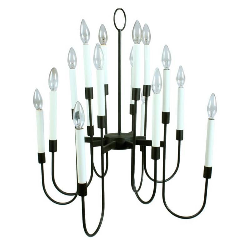 Lightolier Black Enamel SixteenLight MidCentury Light Fixture For