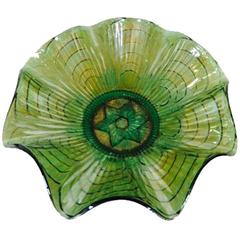 1920'S "Star of David" Iridescent Art Glass Ruffle Bowl By, Imperial Glass