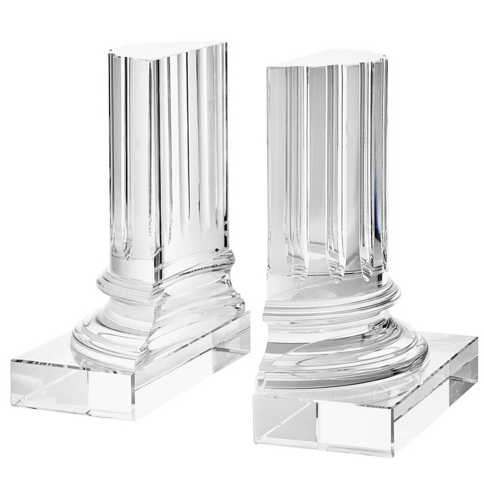 Crystal Glass Set of Two Bookends For Sale at 1stdibs