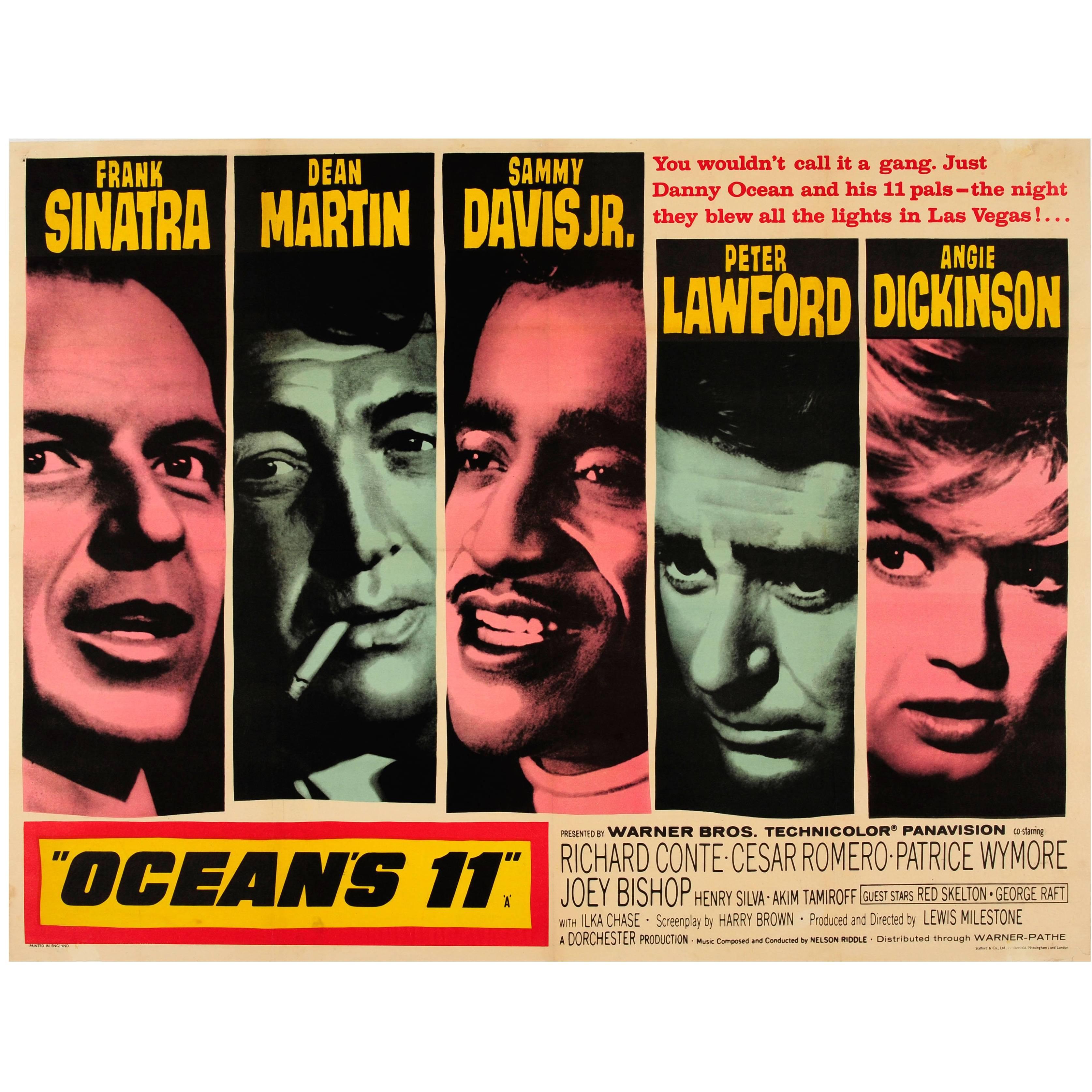 Original Vintage Classic Movie Poster for Ocean's 11, Sinatra and the Rat Pack
