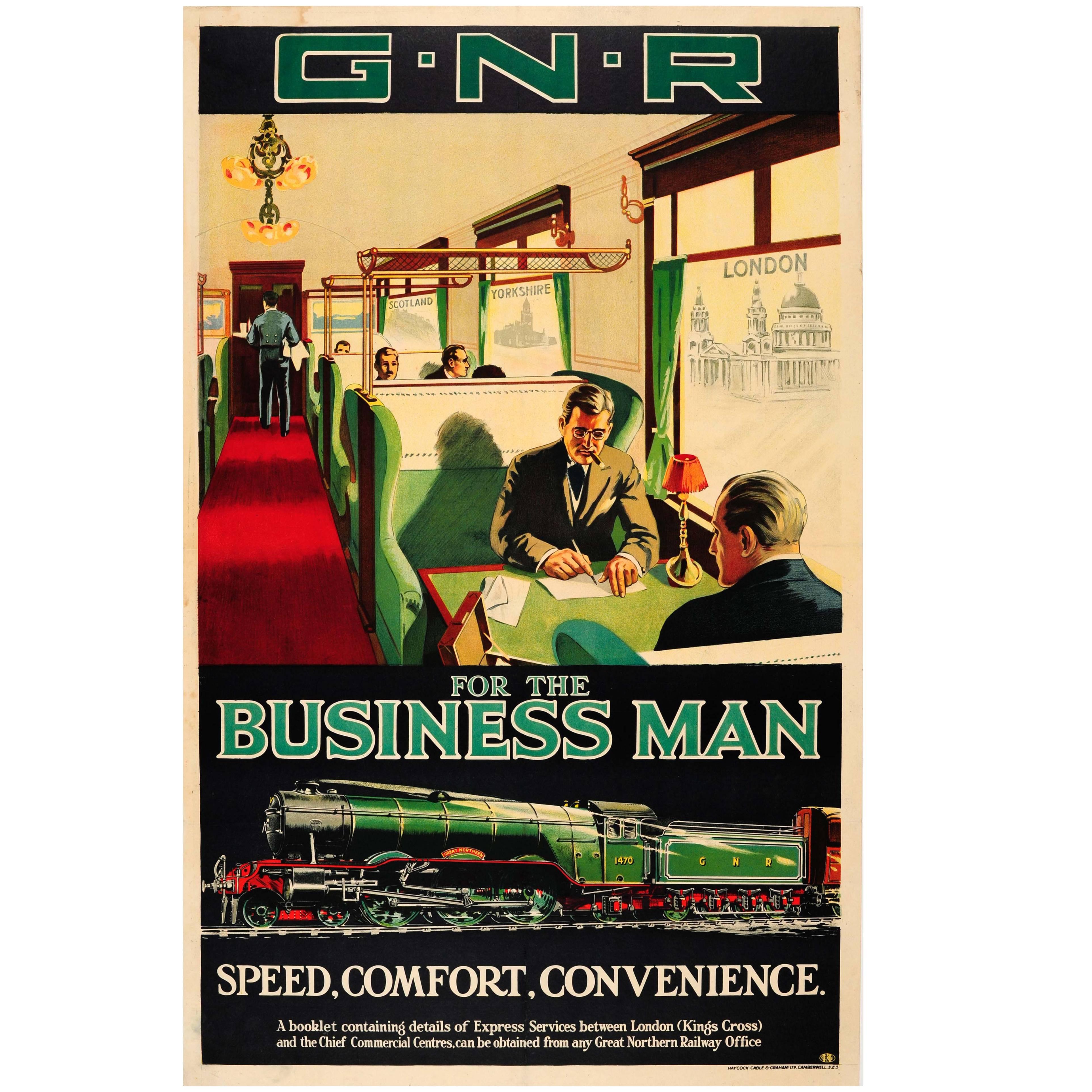 Original Vintage Great Northern Railway Poster "G.N.R. for the Business Man"