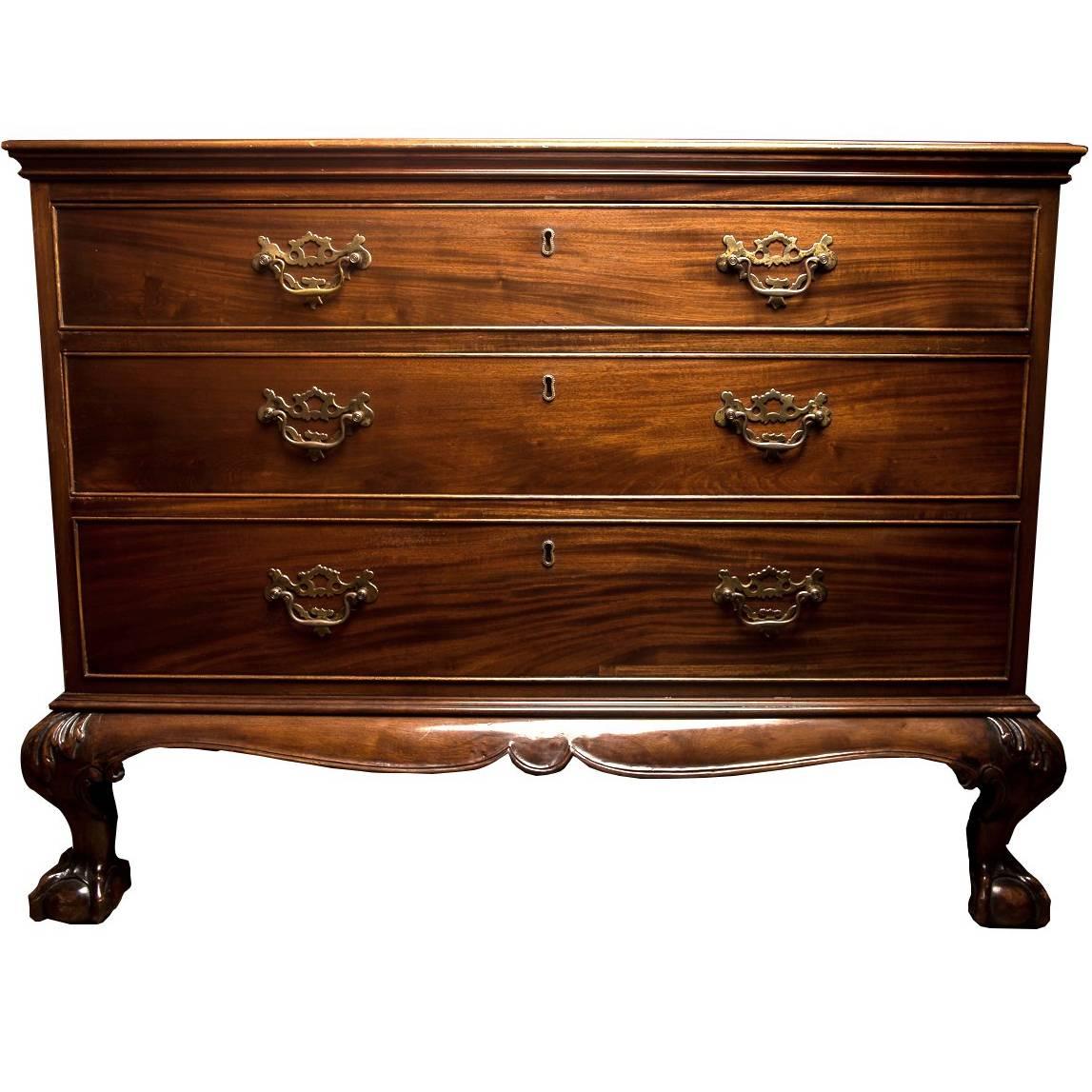 Fine King George II Mahogany Commode on Later Stand by M&M, England 18th Century