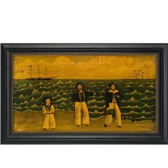 Primitive American Painting Depicting American Sailor's