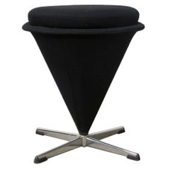 Vintage 1958, Verner Panton, K3, Low Cone Stool Low for Rosenthal in Black Fabric