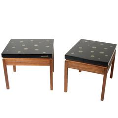 Pair of Side Tables by E. Allemeersch Black Resin and Marchasite 8