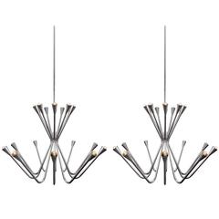 Pair of Oversized 1960s Chrome Chandeliers 8