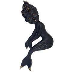 Walter Bosse Mermaid Wall-Mounted Brass Sculpture, Hertha Baller, Austria, 1950s 8