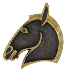 Vintage Walter Bosse Mid-Century Horse Head Brass Ashtray, Hertha Baller, Austria, 1950s